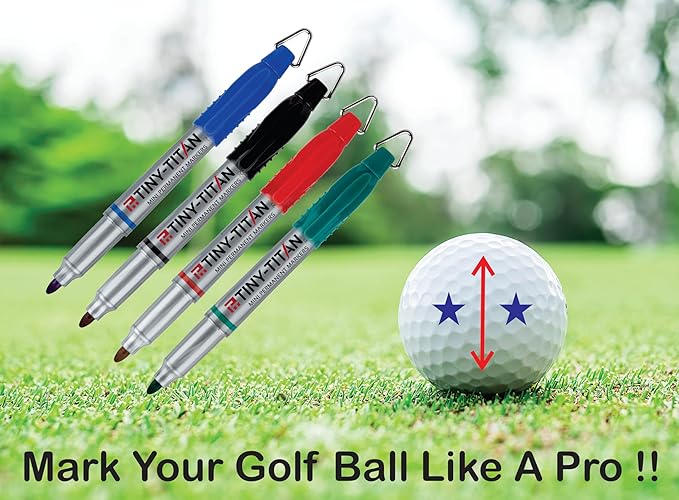 Tiny-Titan Mini Markers, Keychain Clip, Golf Ball Marker, Clip On Nurse's Badge - LIME GREEN Ink - Fine Point - 4 Pens Per Pack