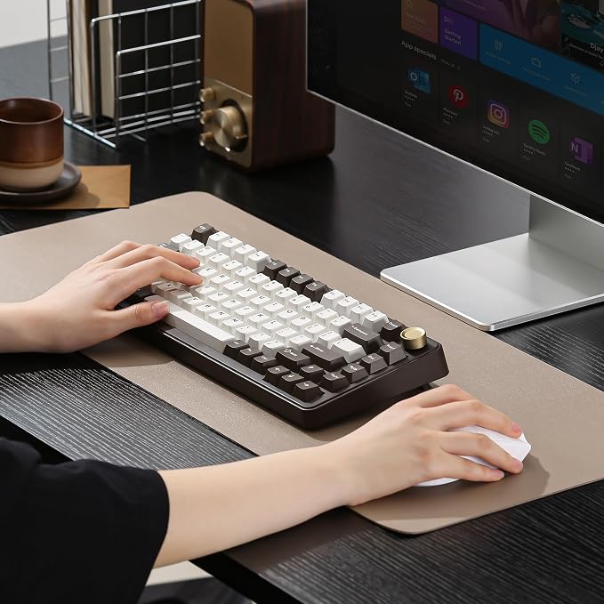 YUNZII B75 PRO 75% Wireless Mechanical Keyboard (Coffee Brown, MilkV2) | Hot Swap Keyboard with Knob, Gasket Mount, Creamy Pre-lubed Switch for Smooth Typing, BT/USB-C/2.4G, for Gaming