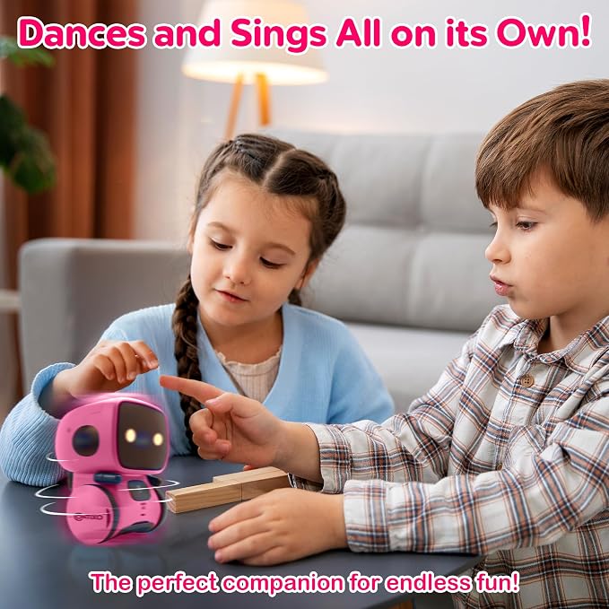 Contixo R1 Kids Robot Toy, Pink Interactive Smart Robots with Voice Control Talking Dancing Learning Touch Sensor Compact Educational Portable Toy for Boys Girls Toddlers 3-8 Years Old Birthday Gifts