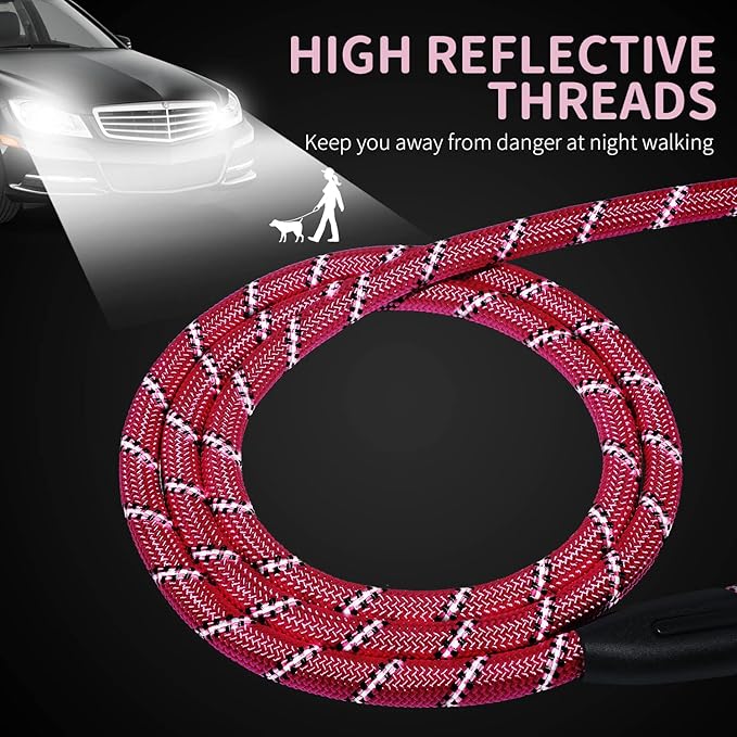 Long Dog Leash for Training 30Ft-Reflective Nylon Rope with Swivel Hook-Recall Agility Lead for Large Small Medium Dogs Outside Walking Hiking-Pink