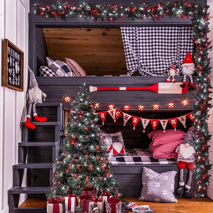 JMEXSUSS Red and White Christmas Tree Lights with Remote, 600 LED String Lights Outdoor Indoor Clear Wire, 168ft Christmas Twinkle Lights Plug in for Bedroom Tree Birthday Party Christmas Decorations
