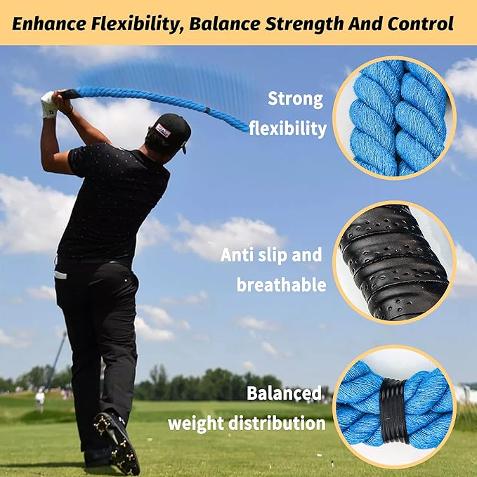 THE GOLFER STORE Golf Swing Training Aid,Golf Rope Swing Trainer, Golf Multi-Purpose Training Rope Suitable for Physical Training, Warm-Up Exercises, Strength and Rhythm Control