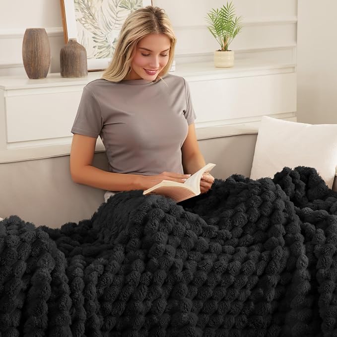 Whale Flotilla Soft 3D Jacquard Fleece Throw Blanket for Couch & Bed, Black | Super Cozy Lightweight Plush Fluffy Throw, Luxury Decorative All‑Season Couch Cover Blanket for Sofa & Office Chair, 50"x60"