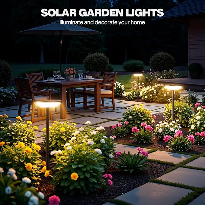 Solar Pathway Lights Outdoor, 6 Pack Tall Solar Garden Lights Waterproof for Yard Flower Bed Patio Path Walkway Driveway Outside Decor Landscape Lighting