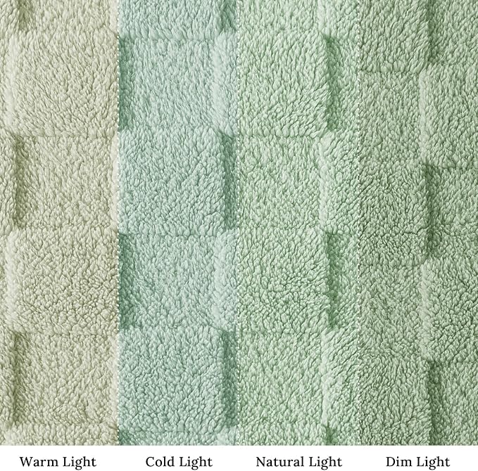 Exclusivo Mezcla 3D Checkered Fleece Queen Blanket for Bed, Sage Green | Super Soft and Cozy Fluffy Blanket, Lightweight, Breathable, Decorative Blanket for Living Room, Bedroom, All Season, 90"x90"