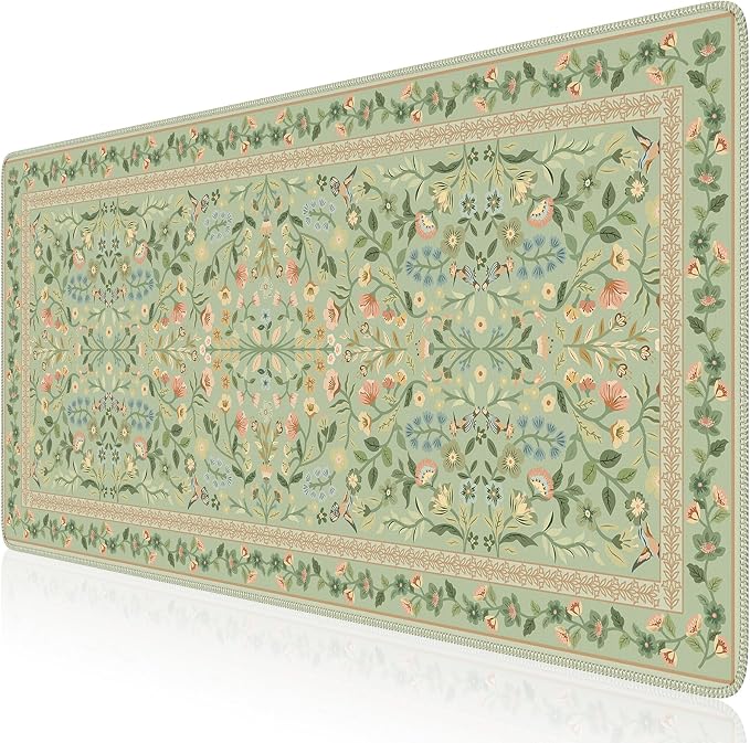 iCasso Desk Mat for Keyboard, Large Mouse Pad,35.4x15.7in,Light Green | Desk Pad for Home Office Decor Supplies, Desk Accessories, Non-Slip Mousepad with Stitched Edge, Smooth Water-Resistant