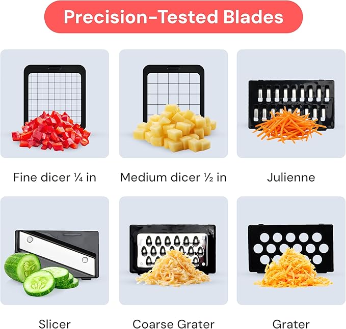 Fullstar Pro Original Vegetable Chopper & Mandoline Slicer Kitchen Gadget | 6 in 1 Veggie Slicer, Onion & Fruit Cutter with Sharp Stainless Steel Blades & Container, All-in-One Meal Prep Tool (Black)