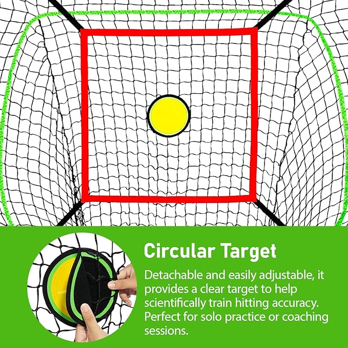 6x6FT Baseball Net, Baseball & Softball Training net with Batting Tee, Strike Zone & Circular Target and Weighted Ball, Portable Design with Compact Storage,Great for Kids