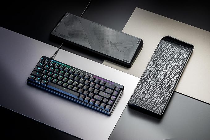 ASUS ROG Falchion Ace HFX Hall Effect Gaming Keyboard – 65% TKL, Dual USB-C, Magnetic Switches, Rapid Trigger, Speed Tap, 8000 Hz Polling, Touch Panel, Portable, Protective Cover, PBT Keycaps - Black