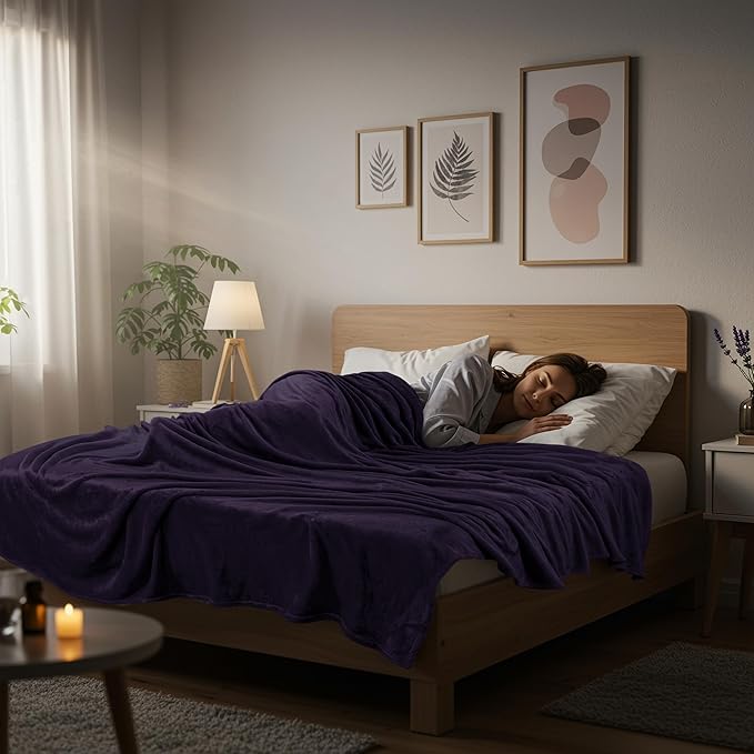 Utopia Bedding Ultra Soft Fleece Bed Blanket Throw Size Purple (50x60 Inch) | Microfiber Plush Warm Lightweight Breathable Cozy Blanket Anti-Static, All Season Use, Gift for Women and Men
