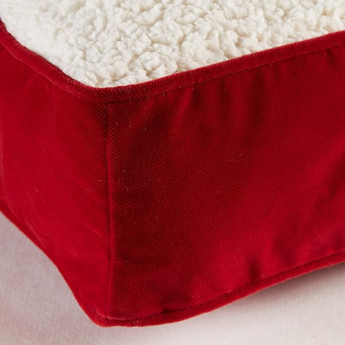 South Pine Porch Buddy Reversible Rectangle Pillow Style Microfiber and Sherpa Dog Bed with Removable, Machine-Washable Cover, Crimson Sherpa, Extra Small (24 in. x 18 in.)