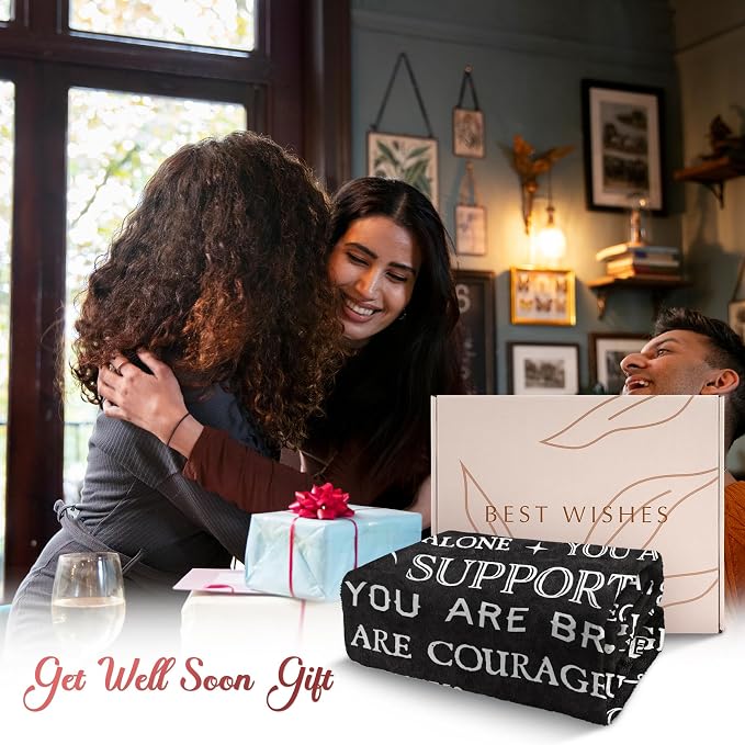 Gifts for Women or Men- Inspirational Get Well Soon Blanket | Thinking of You Gift for Grandpa Dad Brother Friend, Feel Better After Surgery Present for Sick Men, 80'' x 60''