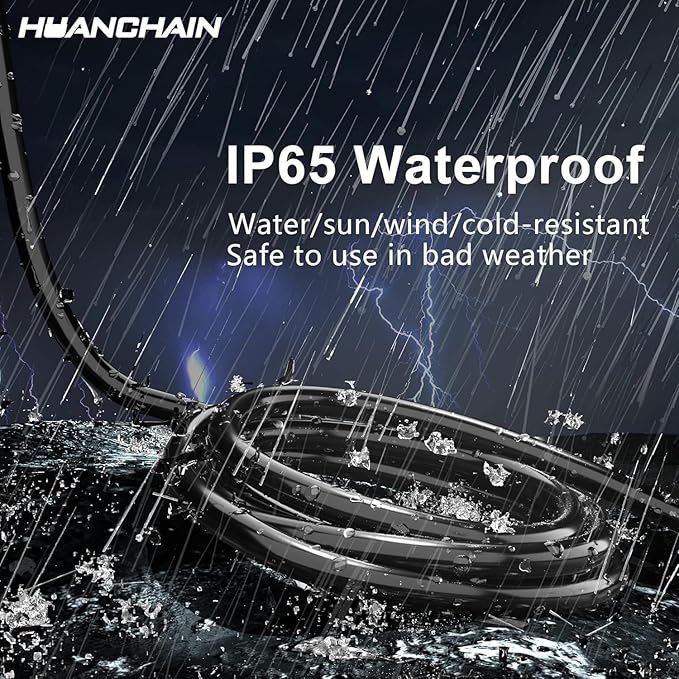 HUANCHAIN Indoor Outdoor Black Extension Cord 3 ft Waterproof, 16/3 Gauge Flexible Cold-Resistant Appliance Extension Cord Outside, 13A 1625W 16AWG SJTW, 3 Prong Electric Cable, ETL