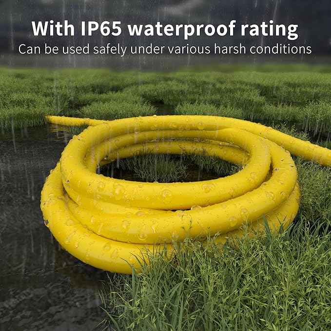 HUANCHAIN 300 ft 14/3 Gauge Heavy Duty Outdoor Extension Cord Waterproof with Lighted, Flexible Cold Weather 3 Prong Electric Cord Outside, 13A 1625W 125V 14AWG SJTW, Yellow, ETL Listed