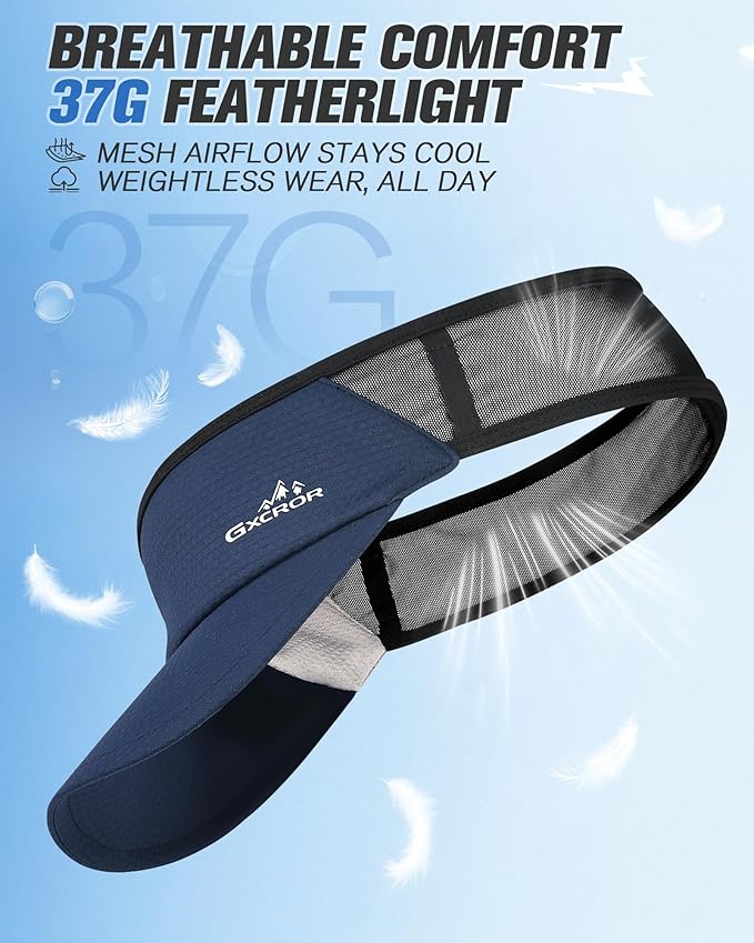 GXCROR Sports Sun Visor Hat Men Women, Lightweight Breathable Quick Dry Sports Sun Hat for Running Golf Tennis