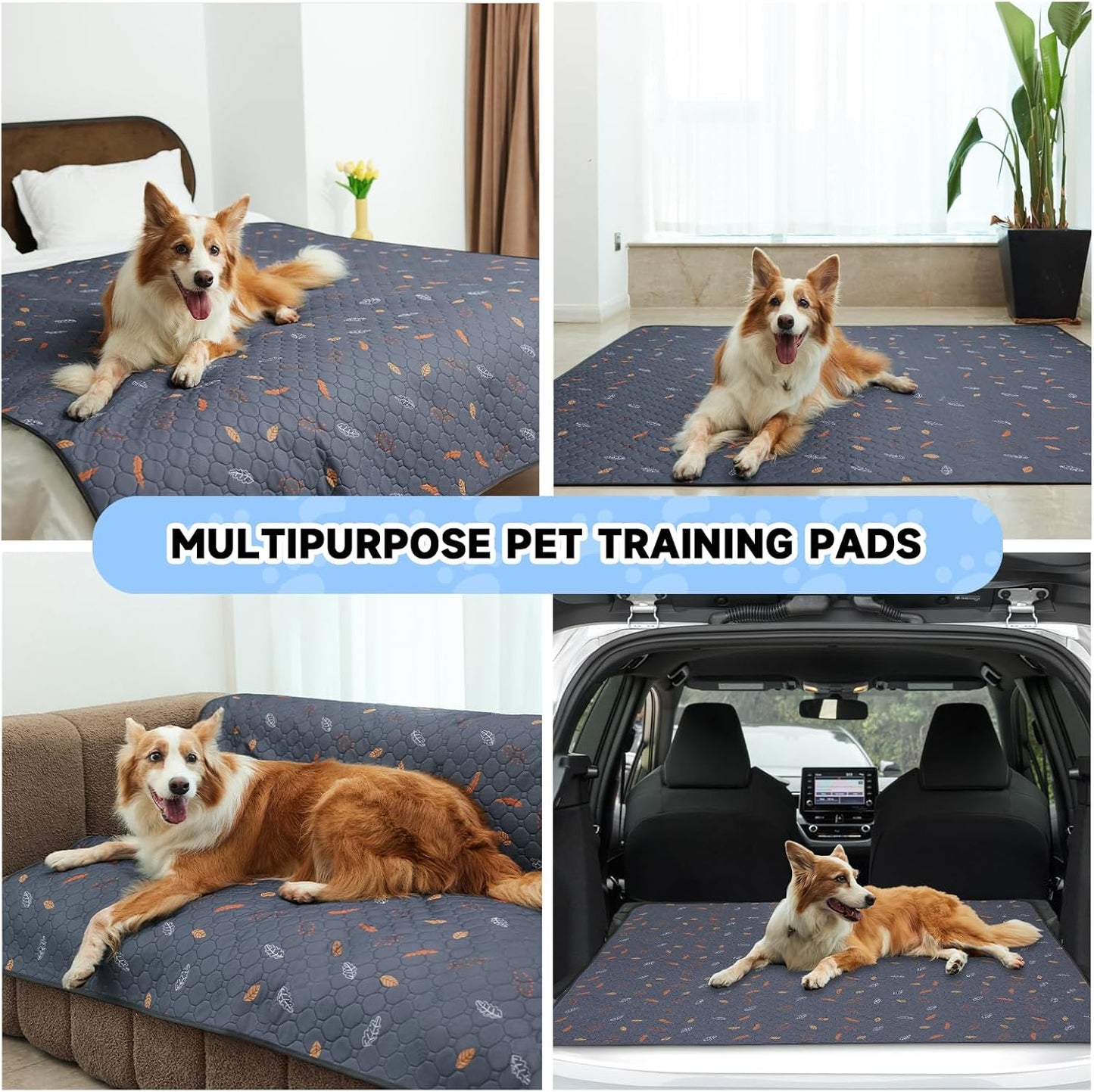 Sunheir Washable Pee Pads for Dogs 72"x72", Extra Large Reusable Puppy Pads Pet Training Pads for Dog Playpen, Waterproof Pee Pads for Puppy Playpen, Whelping Pad, Dog Playpen Indoor - Deep Grey
