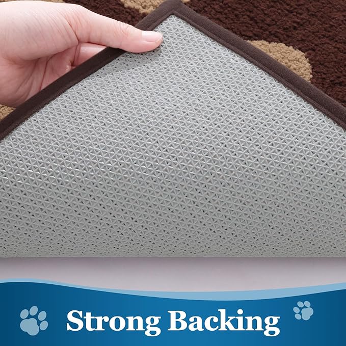 Buganda Dog Door Mat for Muddy Paws, Absorbent Dirt Trapper Washable Indoor Doormats, Non Slip Low-Profile Mud Mat for Dogs, Front Entrance Doormat for Inside Floor (48x30 Inches, Brown)