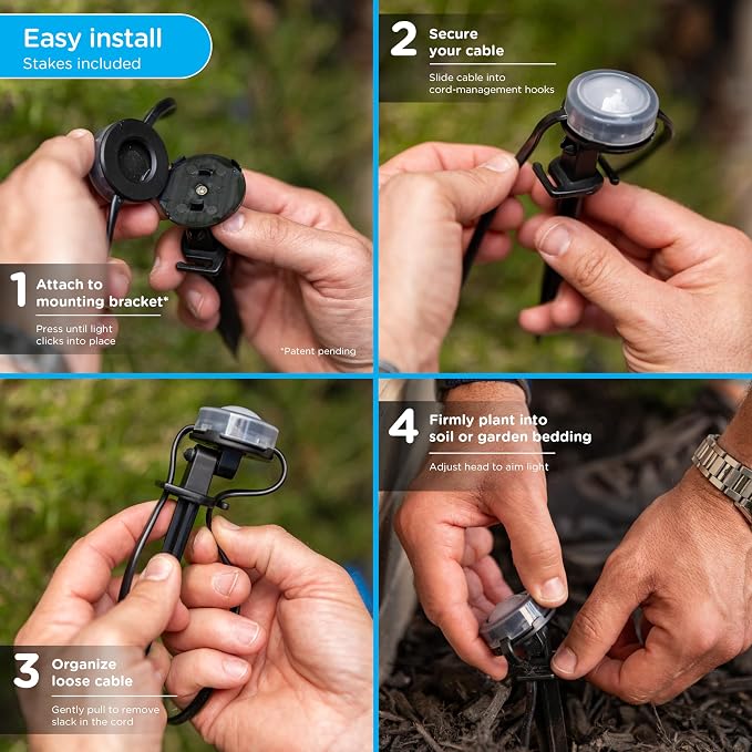 Enbrighten Vibe Eternity Garden Lights, 33ft, 8 RGBWIC LEDs, Waterproof, Uplights, Outdoor Landscape Lighting, Home Exterior Spotlight, Smart App, Works with Alexa, Google Home, 83789