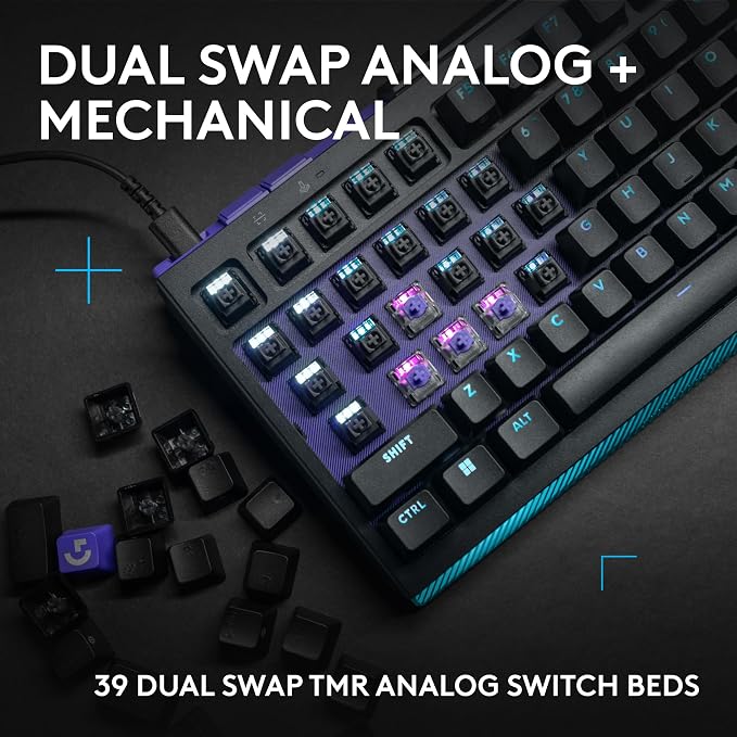 Logitech G512 X 98 TMR + Tactile Switch Mechanical Gaming Keyboard - Black | Hot-Swappable 9x TMR Rapid Trigger + Tactile Mechanical Switches, Gasket, PBT Keycaps, <8K, LIGHTSYNC RGB, for PC & Mac