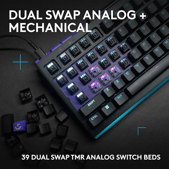 Logitech G512 X 75 TMR + Tactile Switch Mechanical Gaming Keyboard - Black | Hot-Swappable 9x TMR Rapid Trigger + Tactile Mechanical Switches, Gasket, PBT Keycaps, <8K, LIGHTSYNC RGB, for PC & Mac