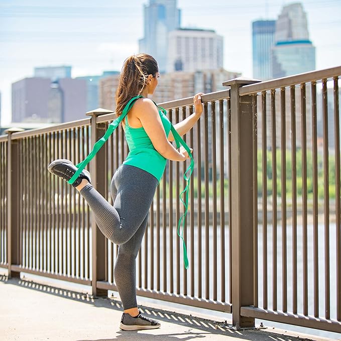 OPTP The Original Stretch Out Strap with Exercise Book, for Flexibility and Mobility Exercises. Stretch Out Straps for Physical Therapy, Yoga Stretching Strap and Knee Therapy Strap. Made in the USA