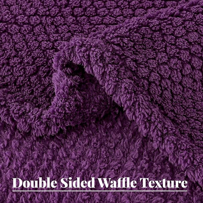 Whale Flotilla Soft Fleece Twin Size Bed Blanket, Purple | 60x80 Inch, Suitable for Bed, Fluffy Fuzzy Jacquard Blankets for All Season, Lightweight and Cozy