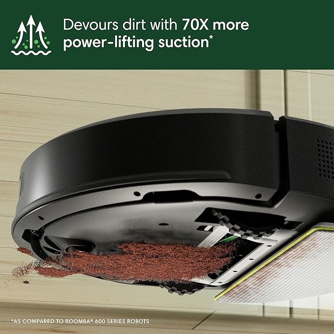 iRobot Roomba 105 Combo Robot Vacuum & Mop - Easy to use, Intense Power-Lifting Suction, LiDAR Navigation, Multiple Cleaning Modes, Avoids Mopping Carpets, Self-Charging | 70x Suction, Clearview Lidar Mapping, Vac and Mop Modes, Carpet-Detect Avoids Rugs