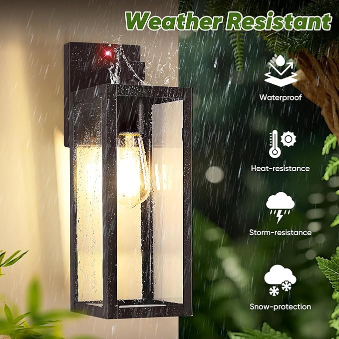 Upgraded Motion Sensor Outdoor Wall Light, Large Size Dusk to Dawn Porch Light Outdoor Wall Sconce Lantern, 3 Lighting Modes Exterior Lighting Fixture Wall Mount, Outside Light for House Garage, Brown