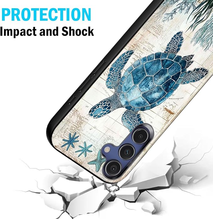 Designed for Galaxy A17 5G Phone Case,Slim Silicone Shockproof Protective Case for Galaxy A17 5G 6.7 inch,Sea Turtle Illustration