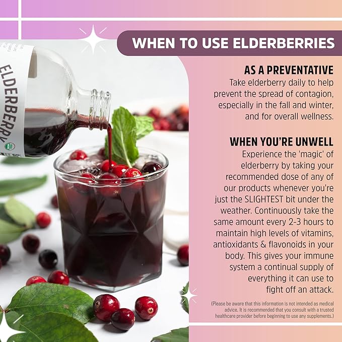Herbal Supplement Starter Set – A 16oz Bottle of Elderberry Syrup with Honey & a 2oz Bottle of Elderberry to-Go Seasonal Support Made from Only Organic Ingredients in The USA