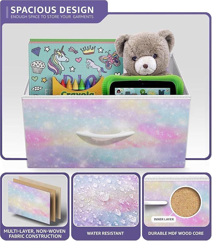 Sorbus Kids Dresser with 5 Drawers - Storage Chest Organizer Nightstand - Steel Frame, Wood Top, Tie-Dye Fabric Bins for Clothes - Wide Furniture for Bedroom, Hallway, Nursery, Closet, & Apartment