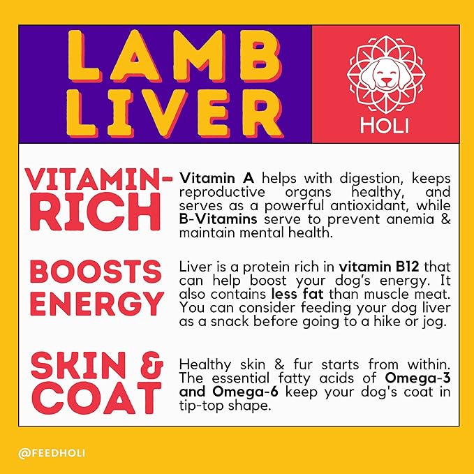 HOLI Freeze Dried Lamb Liver Dog Treats – Single Ingredient Freeze-Dried Dog Treats – Dried Lamb Liver Dog Treats Made in USA – Healthy Liver Treats for Dogs & Diabetic Dog Treat-Friendly - 8oz