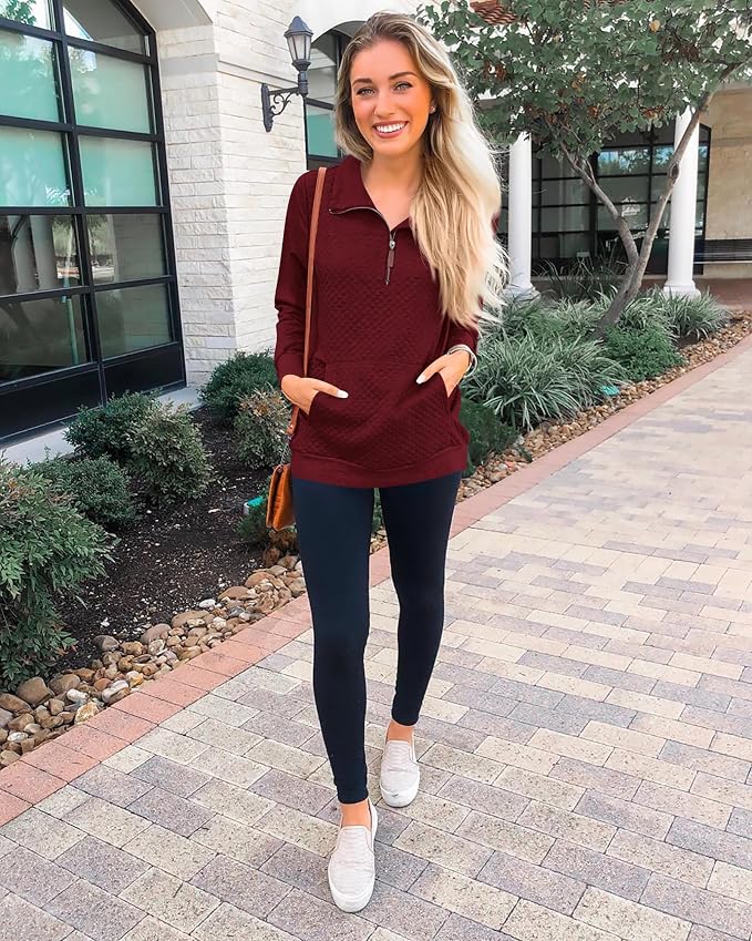 BTFBM Women Fashion Quilted Pattern Lightweight Zipper Long Sleeve Plain Casual Ladies Sweatshirts Pullovers Shirts Tops