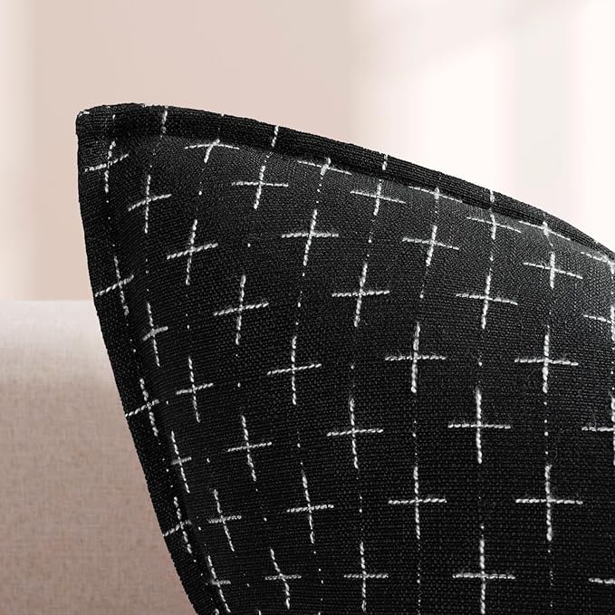Pillow Covers 24x24 Set of 2 Soft Polyester Textured Pillow Covers with Stylish Flange Edge Cozy Farmhouse Throw Pillows for Couch Bed Sofa Living Room