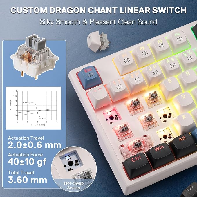 Redragon K668 108-Key Hot-Swap Wired RGB Gaming Keyboard, Extra 4 Hotkeys | Dedicated Shortcut Keys for Mute, Calc & Desktop, Cushioned Noise Dampening for Creamy Thocky Sound, Swap-Ready, PRO Software