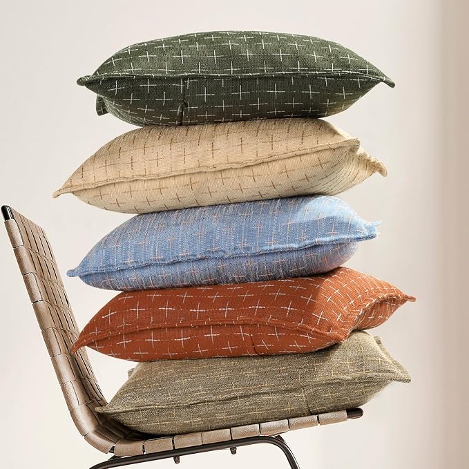 Pillow Covers 20x20 Set of 2 Soft Polyester Textured Pillow Covers with Stylish Flange Edge Cozy Farmhouse Throw Pillows for Couch Bed Sofa Living Room