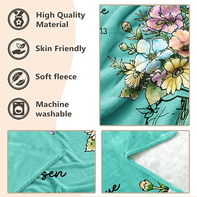 Christian Birthday Gifts for Women, Religious Gifts for Women | Aqua Christian Blanket 60''x 50'', Birthday Gifts for Women, Baptism Confirmation Spiritual Gifts for Girls Daughter Mom