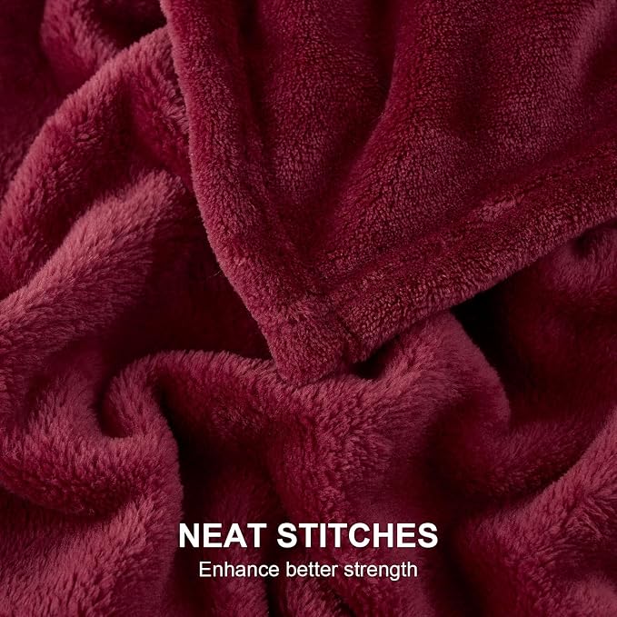 Hansleep Full Burgundy Red Fleece Blanket, Soft Flannel Bed Blanket | Fuzzy Cozy Blanket 84x90 Inches, Multi-use for Bed, Sofa, Couch, Travel, Camping, All Season Warm Lightweight Cover