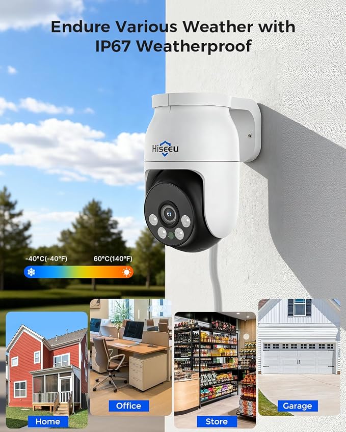 Hiseeu 4K PTZ Wired Security Camera System with 8 x 8MP CCTV Cameras | 360�� Coverage,Smart Color Night Vision,Audio,Person/Vehicle Detection,8MP DVR,2TB HDD for 24/7 Recording,Surveillance DVR Kit