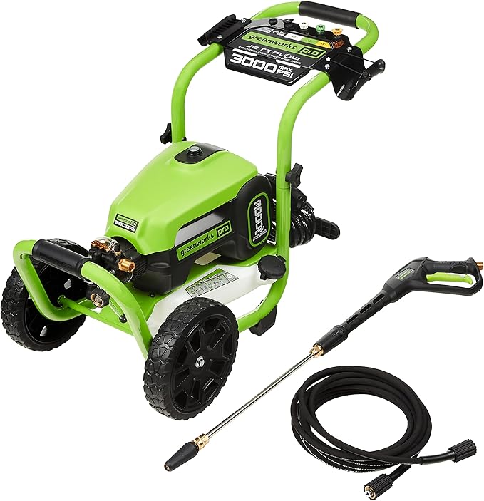 Greenworks Pro Brushless 3000 PSI (CSA Certified) 2.0 GPM Max / 1.1 GPM Electric Pressure Washer (Rugged Steel Frame, 25 FT Hose, 35 FT GFCI Power Cord)