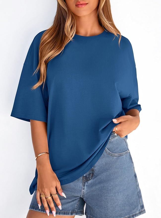 PRETTYGARDEN Womens 2026 Spring Going Out Tops Casual Short Sleeve Crewneck Loose Fit Basic Oversized T Shirts Summer Outfits