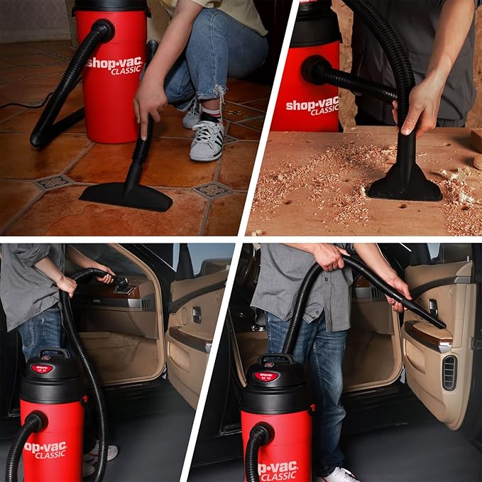 Shop-Vac 5 Gallon 5.5 Peak HP Wet/Dry Vacuum, Wall Mountable Compact Shop Vacuum with 18+7Ft Long Hose & Attachments, Ideal for Jobsite, Garage, Car & Workshop. 9522236