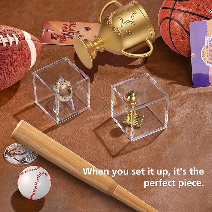 Championship Ring Display Case, Acrylic Display Box and Holder for Super Bowl, Championship, and Baseball Rings, for Collectors and Enthusiasts, 8pcs