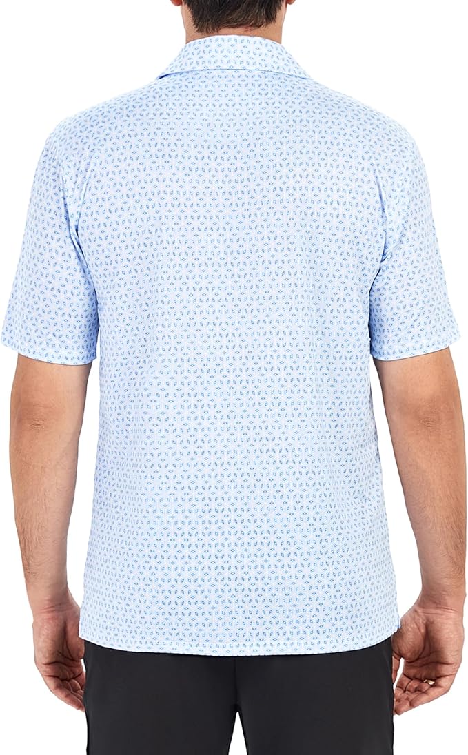 Esabel.C Golf Shirts for Men Dry Fit Performance Short Sleeve Print Moisture Wicking Collared Shirt