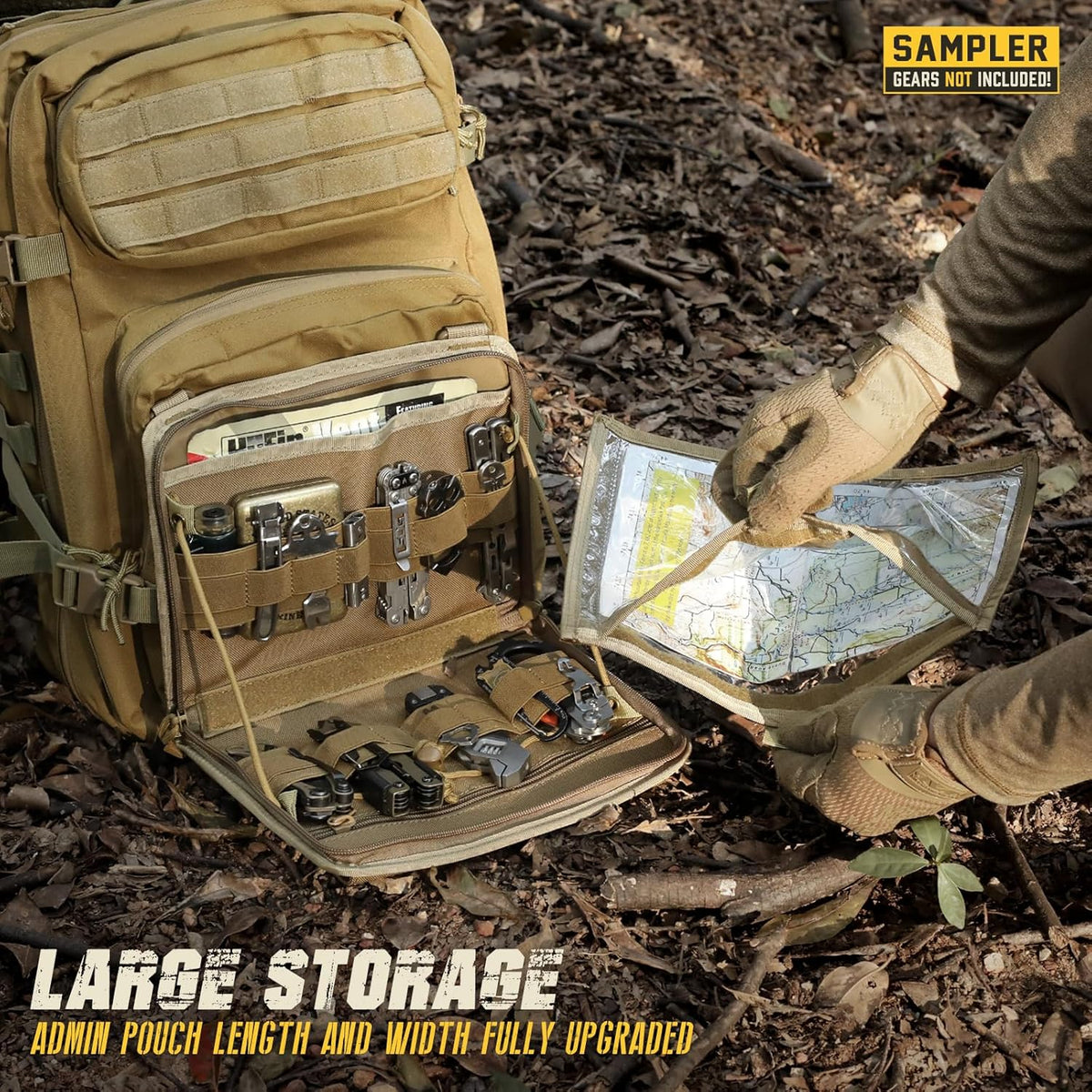 WYNEX Tactical Folding Admin Pouch - Laser-Cut Molle Tool Bag | EDC Medical Organizer with U.S. Patch