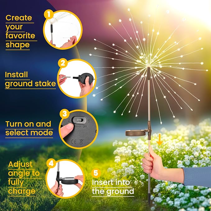 GIGALUMI Garden Outdoor Decor Lights 120LED 2Pack, Solar Garden Lights for Yard Outside Fairy Decorative,Solar Powered for Yard Pathway Flowerbed Planter Balcony Patio Decor（Multicolor）