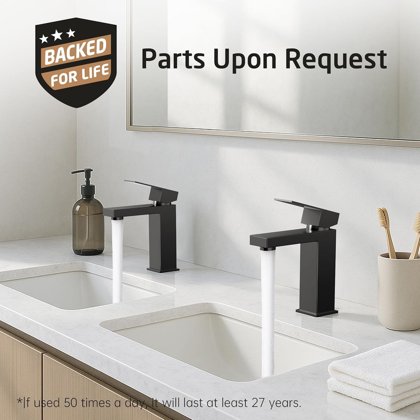 KES Black Bathroom Faucet Single Handle & Bathroom Sink Drain with Overflow, cUPC Certified Vanity Faucet with Pop Up Drain Stopper Stainless Steel Matte Black, L3156ALFF12-BK-C2