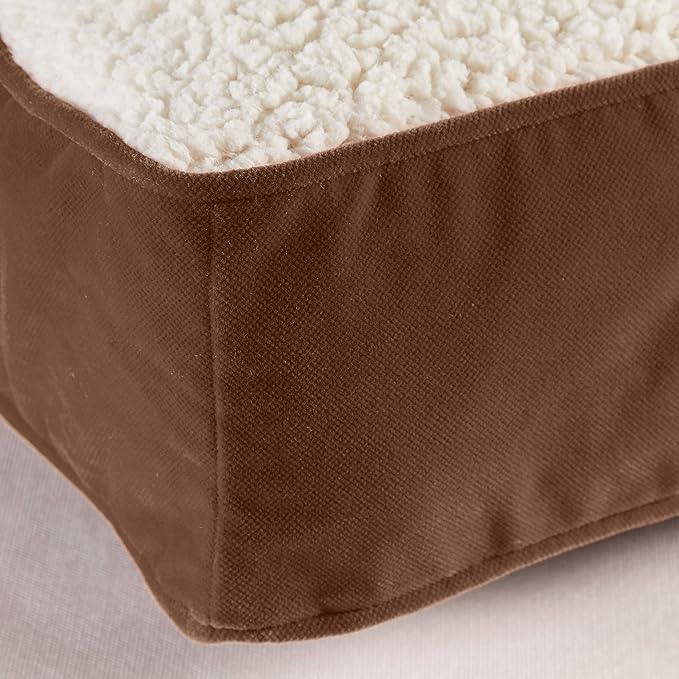 South Pine Porch Buddy Reversible Rectangle Pillow Style Microfiber and Sherpa Dog Bed with Removable, Machine-Washable Cover, Latte Sherpa, Medium (42 in. x 30 in.)