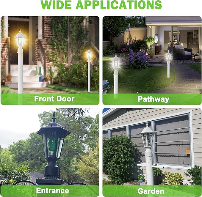 Outdoor Post Light, Pole Lantern, Waterproof Die-Cast Aluminum Pole Light Fixture with Glass, Exterior Post Lamp for Garden Yard Patio Pathway, Matte White, 2-Pack