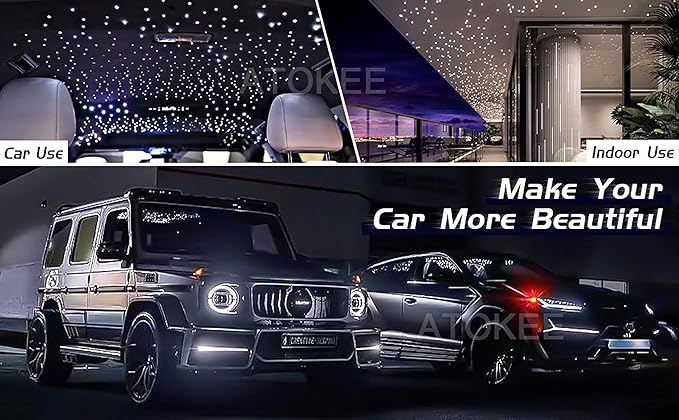 16W Twinkle 400pcs Starlight Headliner Kit, 0.03in 9.8ft Fiber Strands Small Size Star Lights for Car Roof Use with APP/RF Remote Music Mode